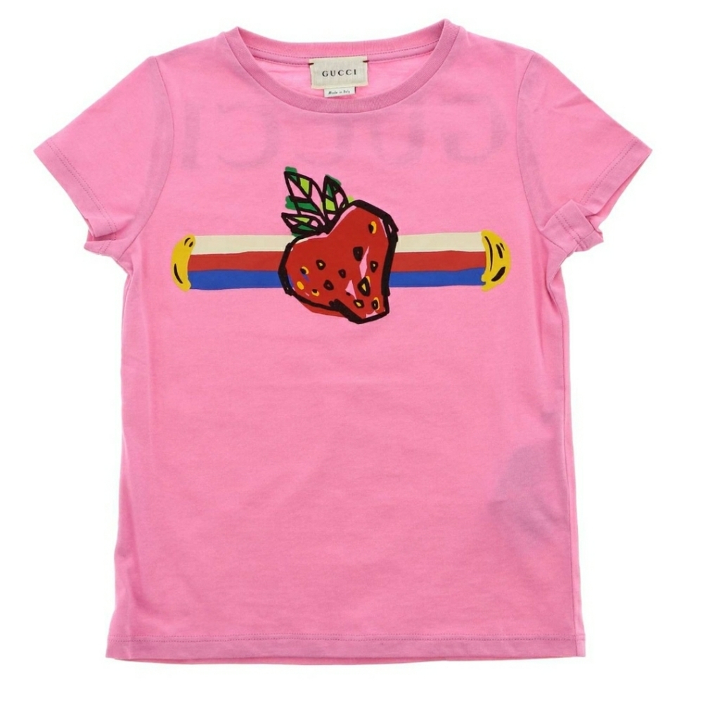 Gucci Kids short-sleeved T-shirt with maxi strawberry logo